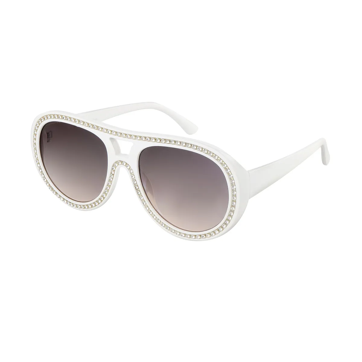 Emeline - Aviator White Sunglasses for Women