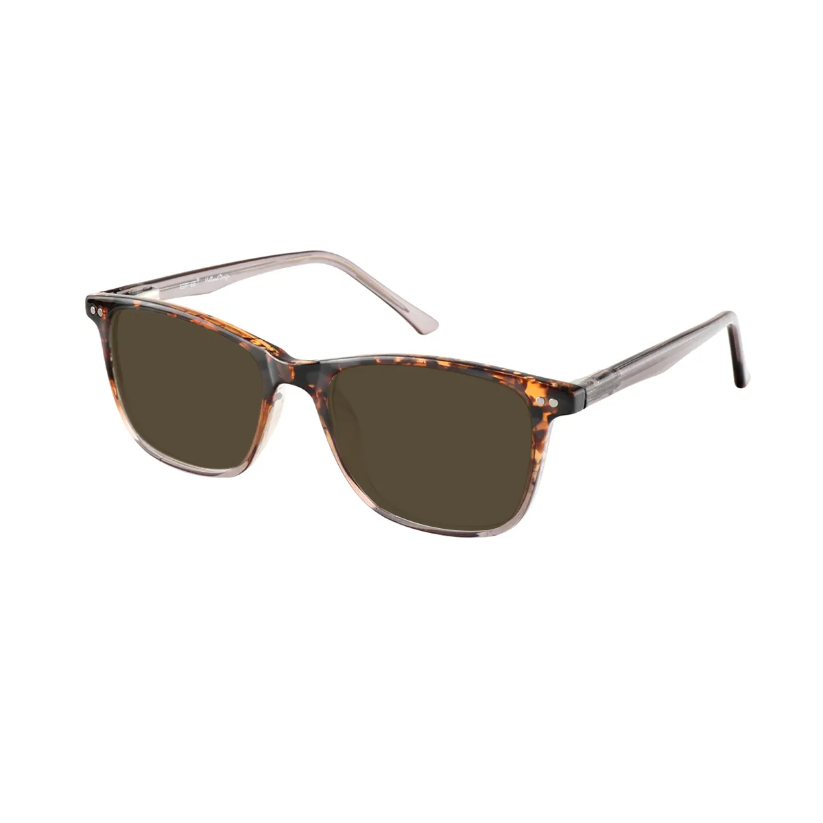 Zapata - Rectangle Demi-Brown Sunglasses for Men & Women