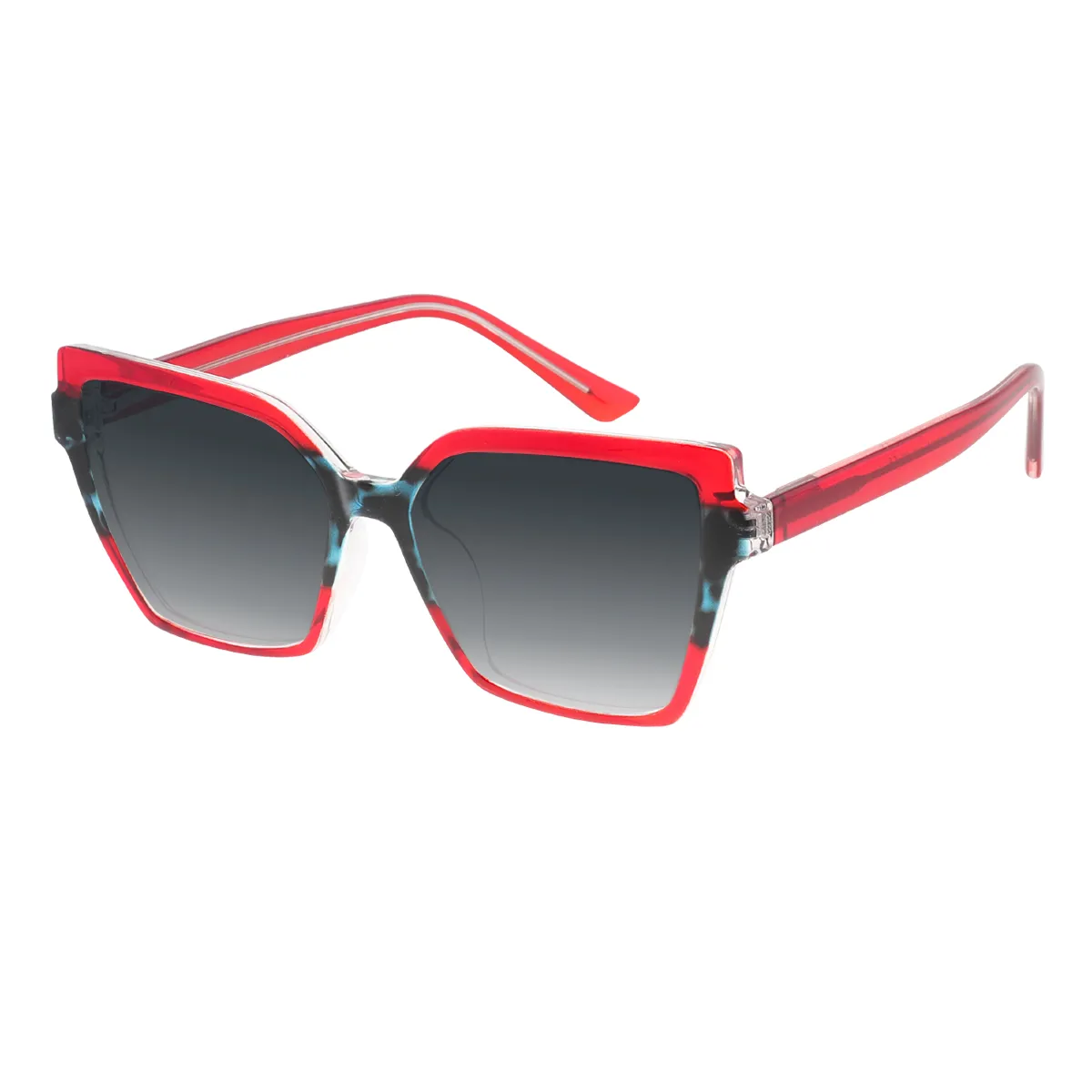 Vesta - Square Red Sunglasses for Women