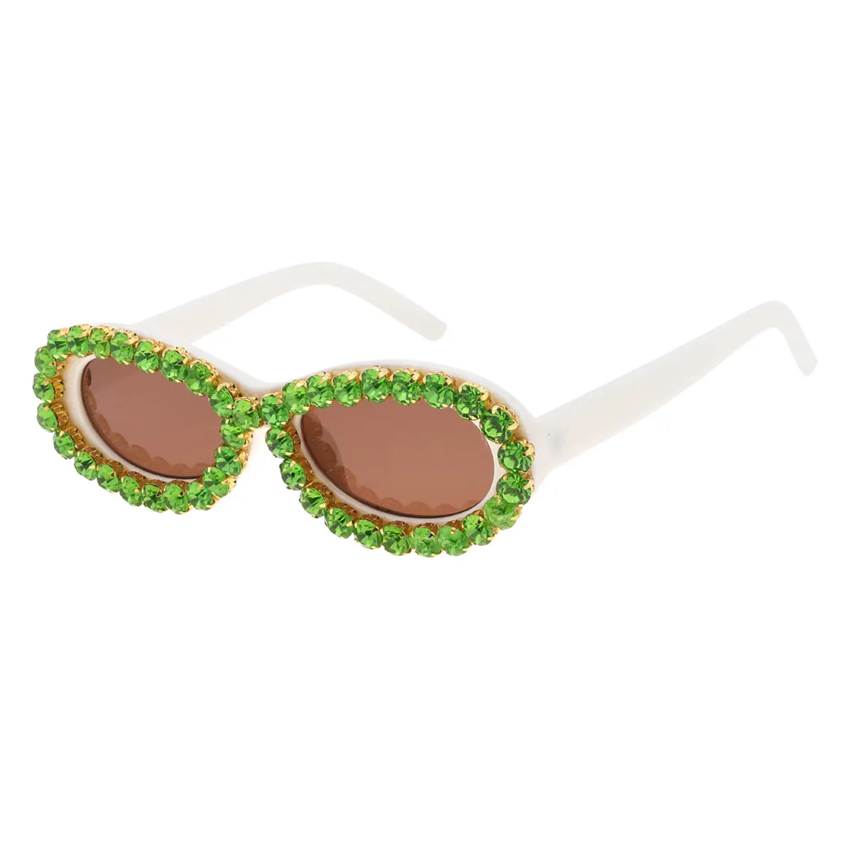 Sibyl - Oval White-Green Sunglasses for Women