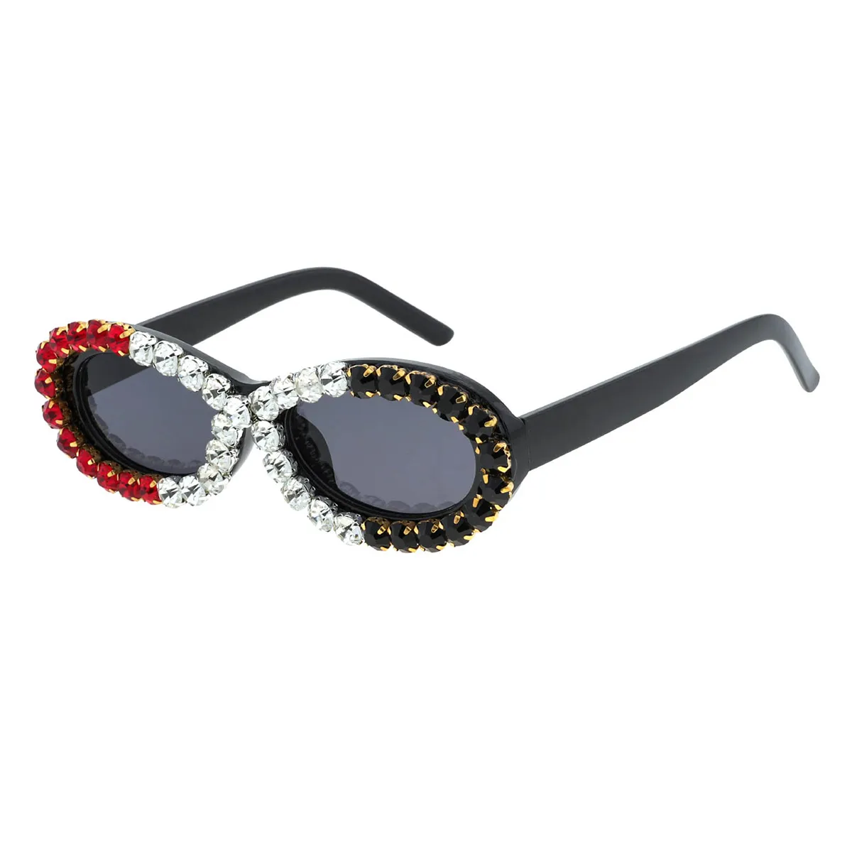 Sibyl - Oval Black/White Sunglasses for Women