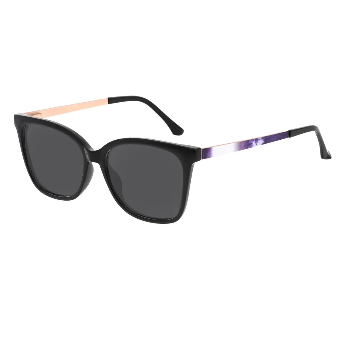 Ophelia - Square Black Sunglasses for Women