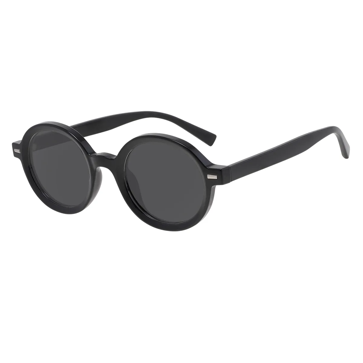 Elsy - Round Black Sunglasses for Men & Women