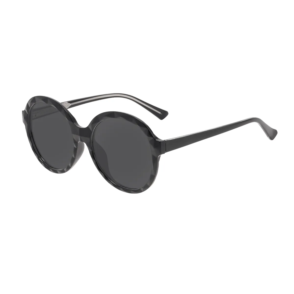 Minna - Round Black Sunglasses for Women