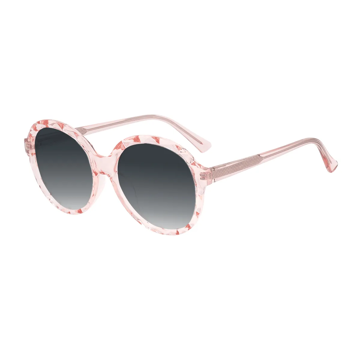 Minna - Round Transparent Pink Sunglasses for Women