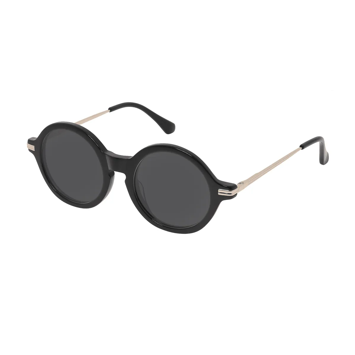 Lacey - Round Black Sunglasses for Men & Women