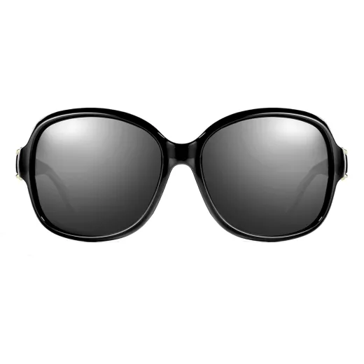Nanda - Round Black Sunglasses for Women
