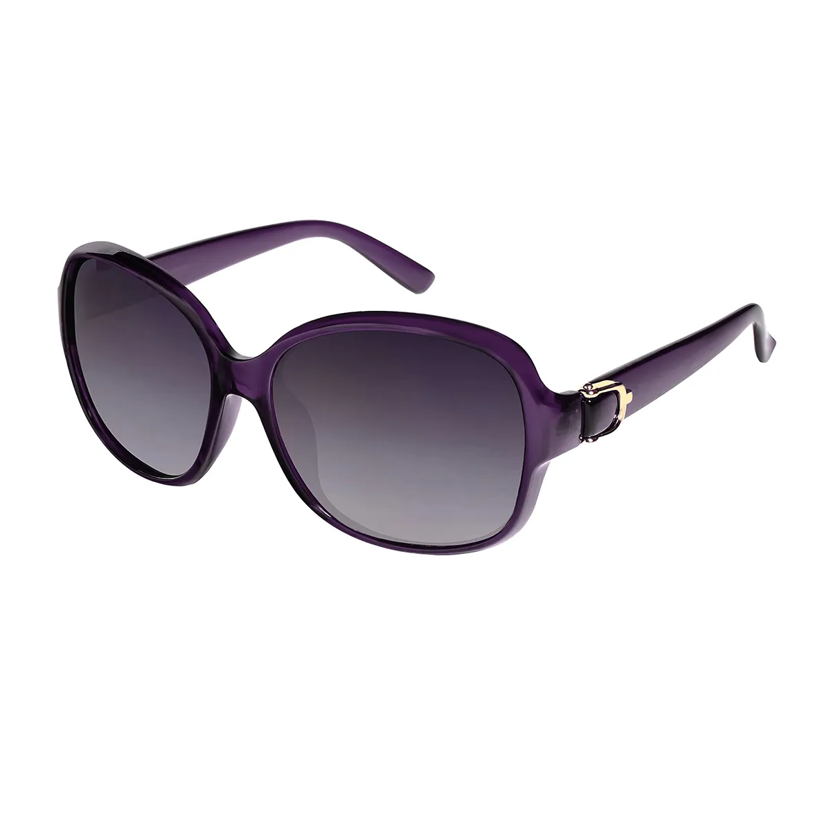 Nanda - Round Purple Sunglasses for Women