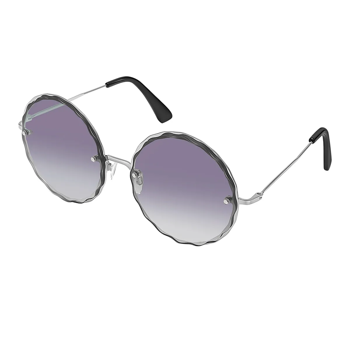 Pansy - Round Silver Sunglasses for Women
