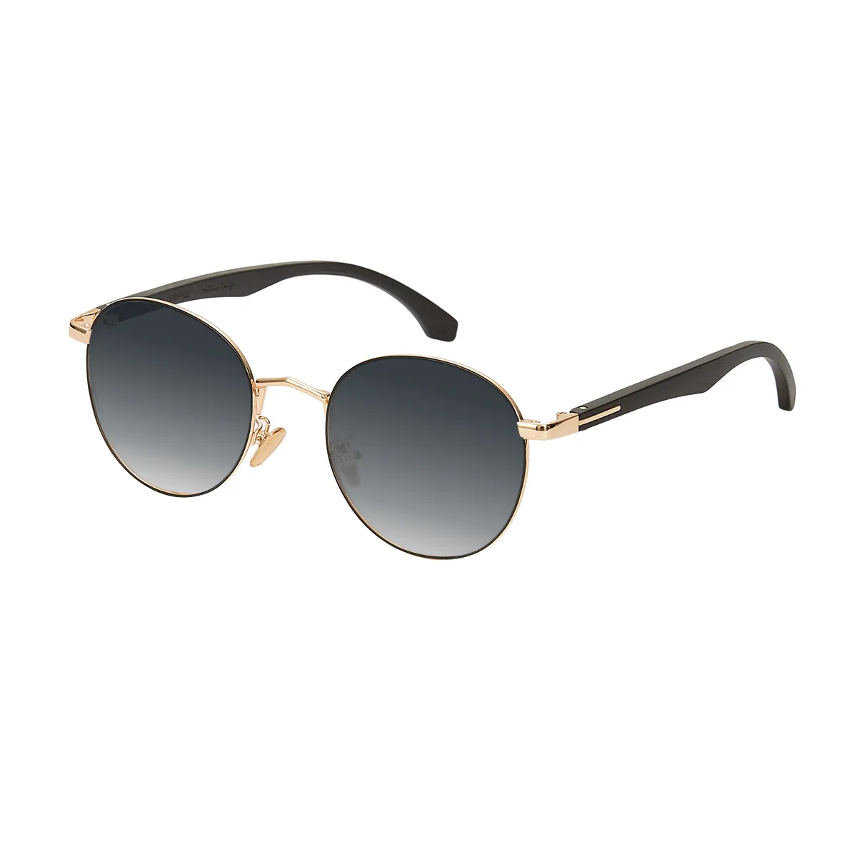 Harold - Round Black-Gold Sunglasses for Men